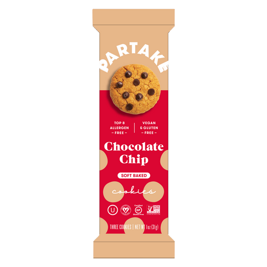 Partake Gluten Free Vegan Soft Baked Chocolate Chip Cookies 3ct