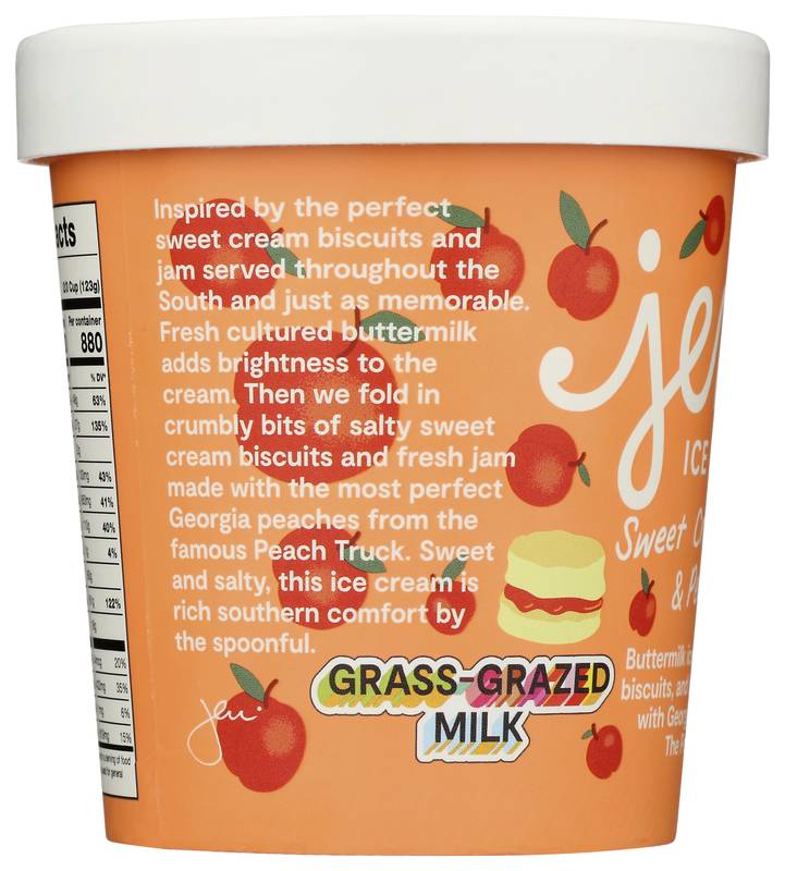 Jeni's Sweet Cream Biscuits with Peach Jam Ice Cream, 16oz