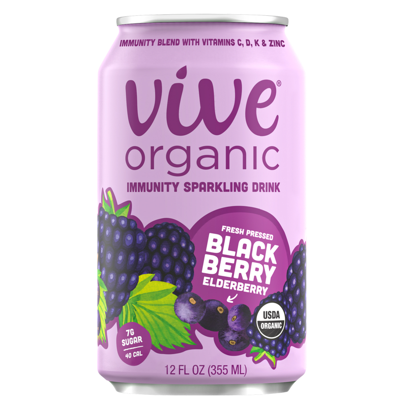Vive Organic Sparkling Immunity Blackberry Elderberry 12oz Can