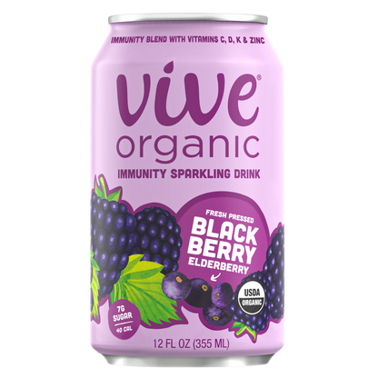 Vive Organic Sparkling Immunity Blackberry Elderberry 12oz Can