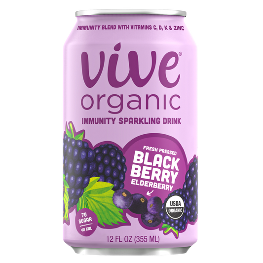Vive Organic Sparkling Immunity Blackberry Elderberry 12oz Can