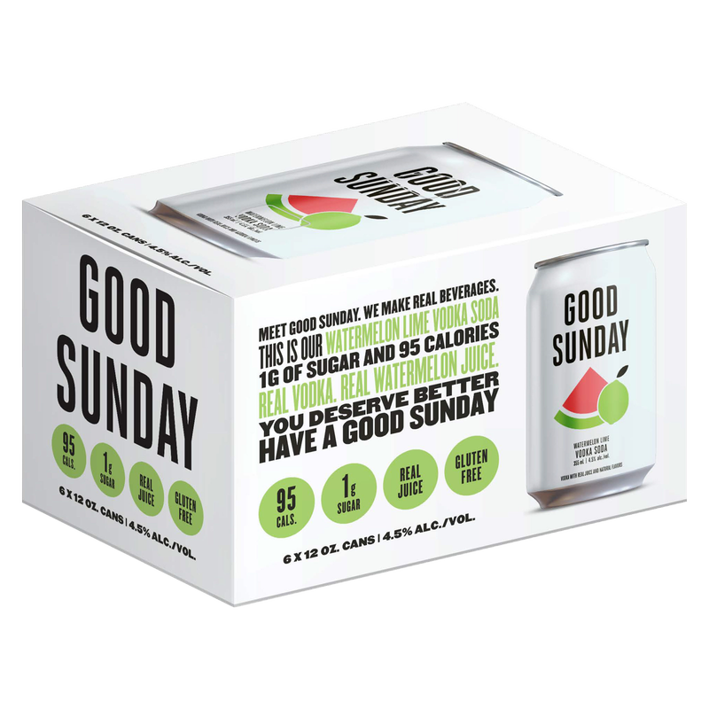 Good Sunday Watermelon Lime Vodka Soda 6pk 12oz Cans 4.5% ABV