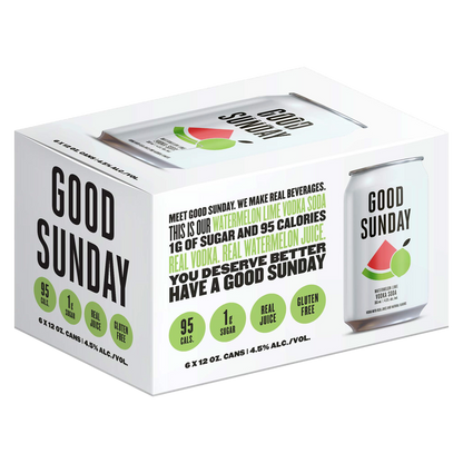 Good Sunday Watermelon Lime Vodka Soda 6pk 12oz Cans 4.5% ABV