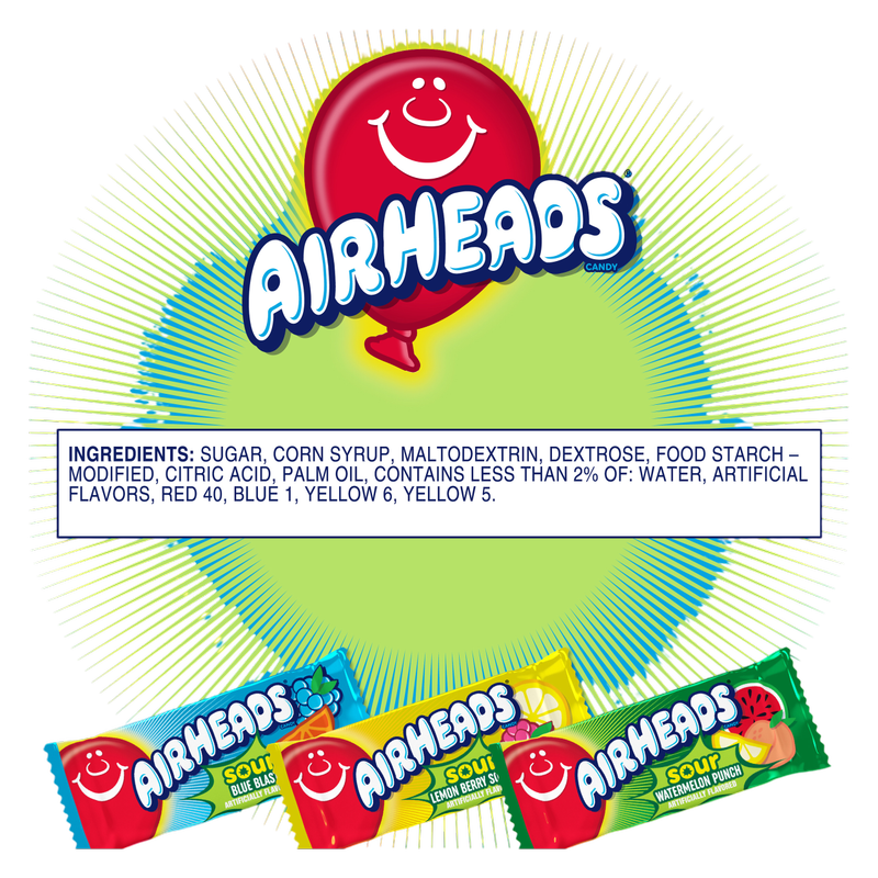 Mini Airheads Assorted Sours Bag, 12oz