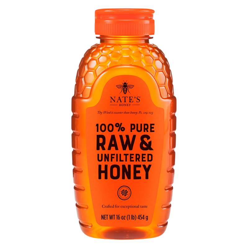 Nate's 100% Pure Raw & Unfiltered Honey, 16oz.