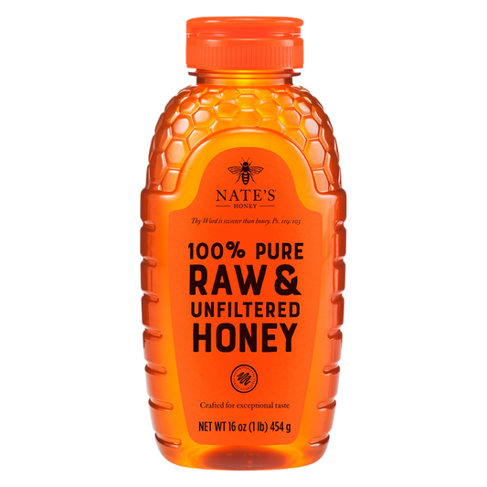 Nate's 100% Pure Raw & Unfiltered Honey, 16oz.