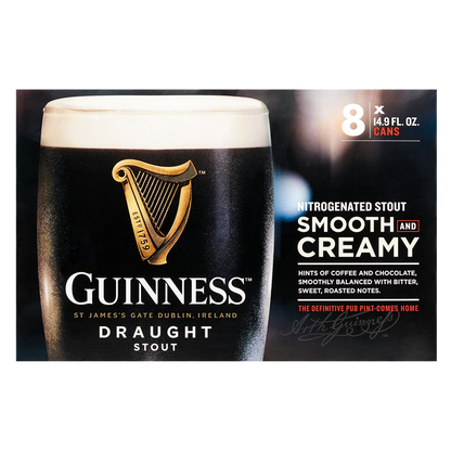 Guinness Draught Stout 8pk 14.9oz Can 4.2% ABV