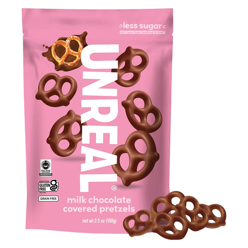 Unreal Milk Chocolate Covered Pretzels. 3.5oz