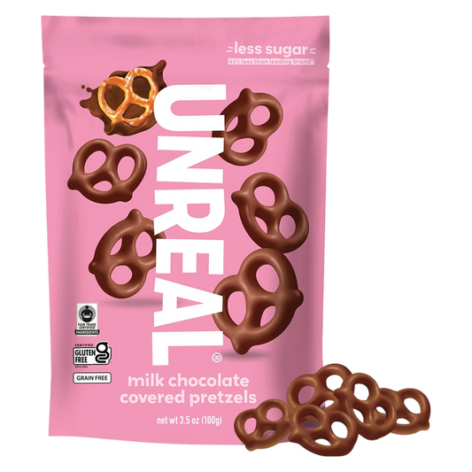 Unreal Milk Chocolate Covered Pretzels. 3.5oz