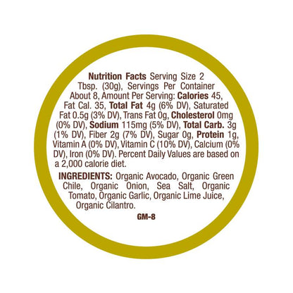 Hope Organic Mild Green Chile Guacamole 8oz