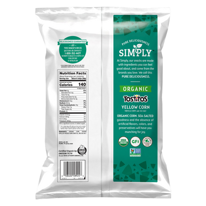 Tostitos Simply Organic Tortilla Chips Yellow Corn With Sea Salt, 8.25oz