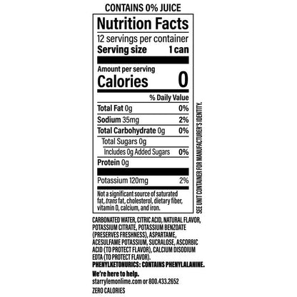 Starry Zero Sugar Soda Lemon Lime Cranberry Blizz 12pk 12oz Can