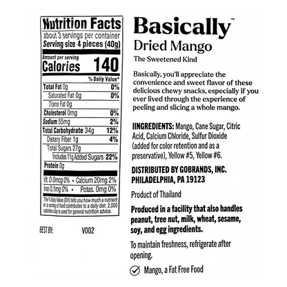Basically Dried Sweetened Mango 4.5oz