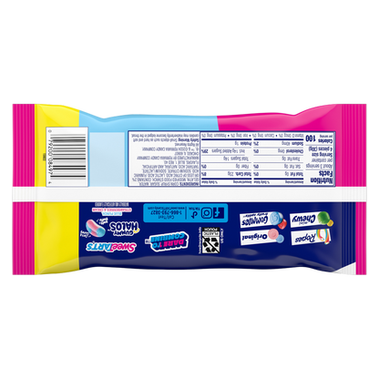 SweeTARTS Gummy Halos, Candy, Blue Punch and Strawberries and Cream, Tart and Chewy, Soft and Fluffy, 3.5 oz