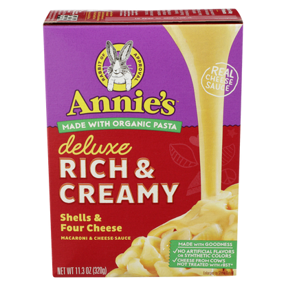 Annie's Homegrown Deluxe Rich & Creamy Shells & Four Cheese Pasta & Cheese Sauce 11.3oz