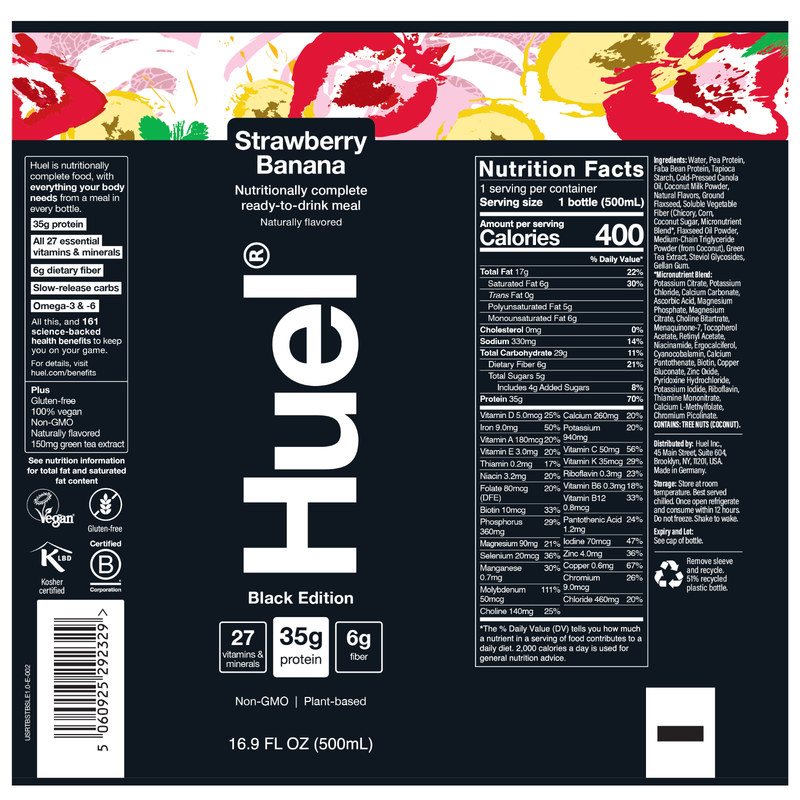 Huel Black Edition Strawberry Banana Protein Ready-to-Drink Meal Replacement 16.9oz Btl