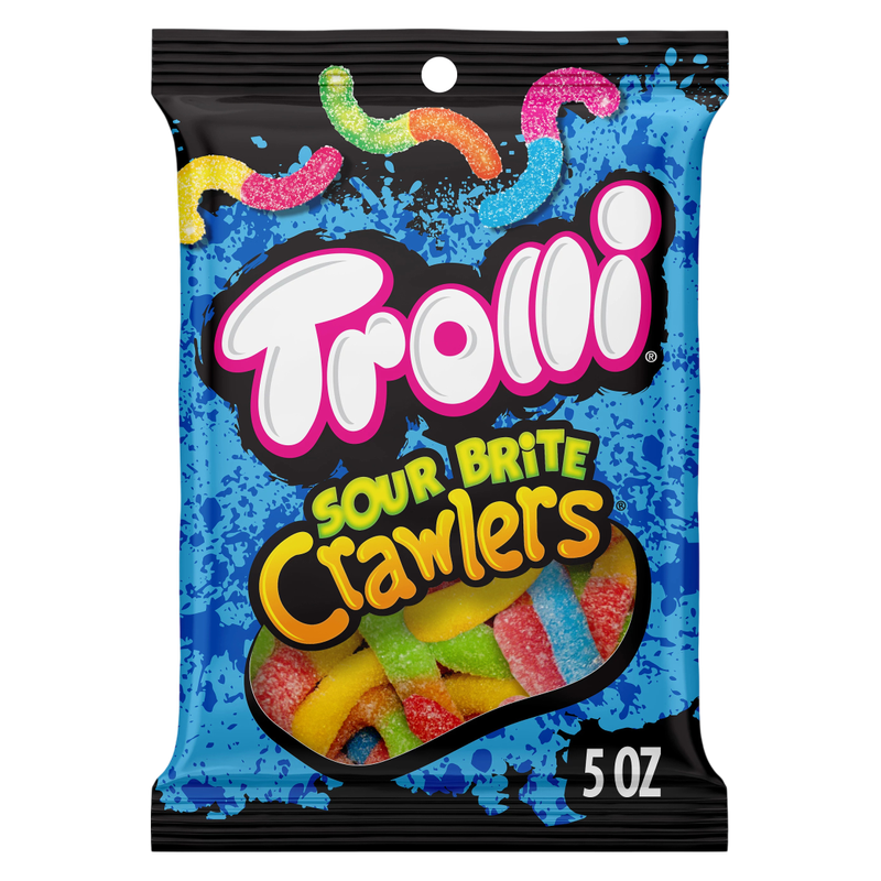 Trolli Sour Brite Crawlers, Candy, Cherry-Lemon, Strawberry-Grape & Orange-Lime, Sweet and Sour, 5 oz