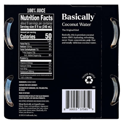 Basically Premium Coconut Water 4pk 16.9oz Can