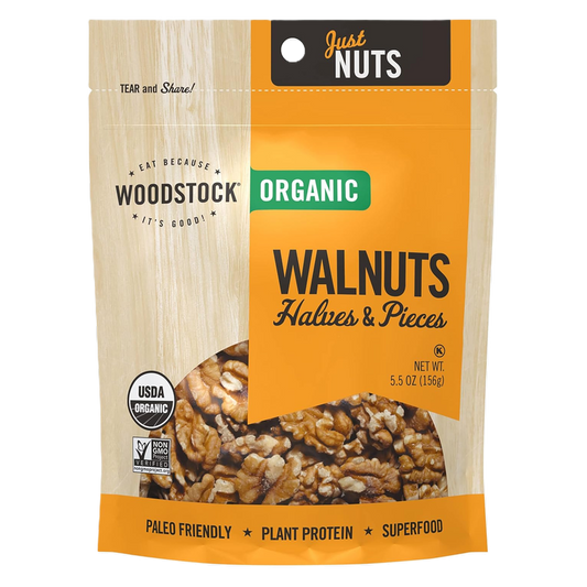 Woodstock Organic Walnuts, 100% Natural, Raw, Shelled Halves and Pieces, 5.5 oz