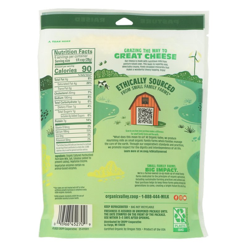 Organic Valley Mozzarella Finely Shredded Cheese - 6oz