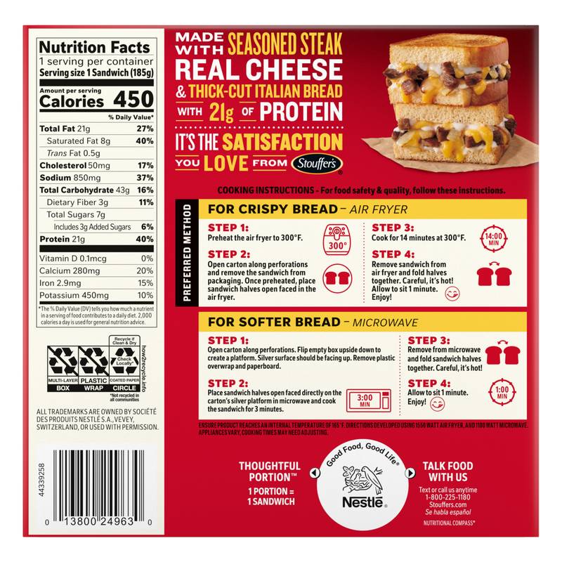 Stouffer's Meltfuls Steak & Cheddar