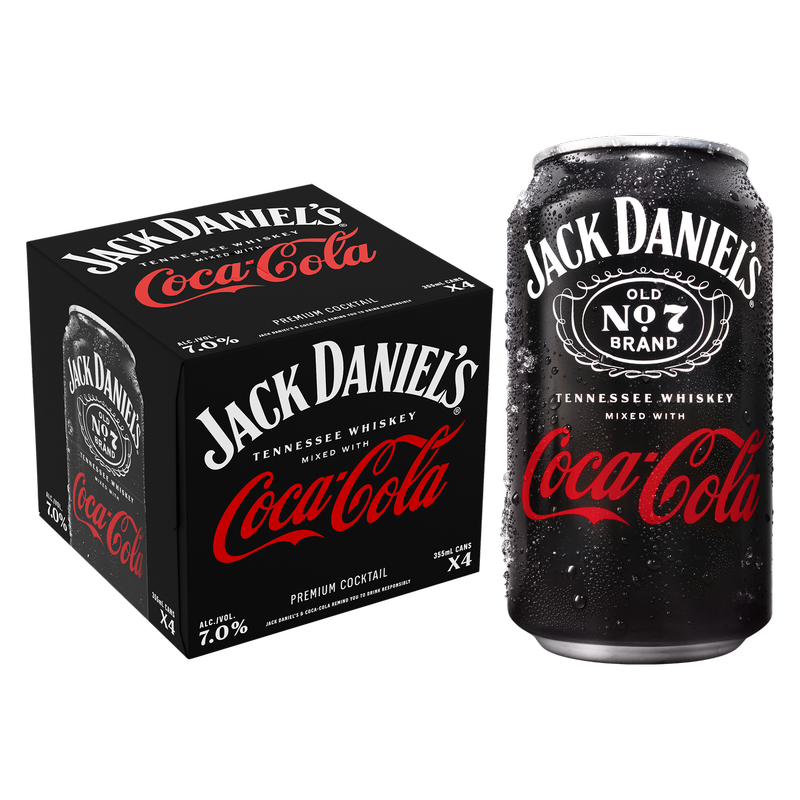 Jack Daniel's & Coke 4pk 355ml Can 7% ABV