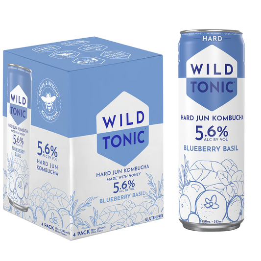 Wild Tonic Blueberry Basil Hard Kombucha 4pk 12oz Can 5.6% ABV