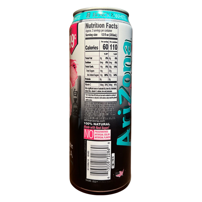 Arizona Black & White Tea 23.5oz Can