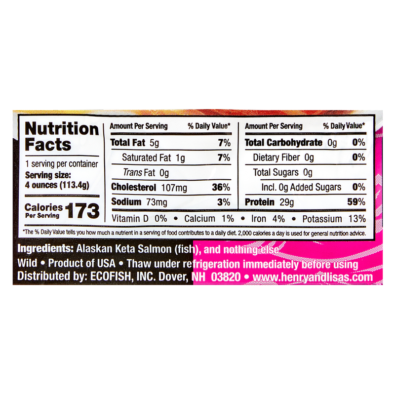 Henry & Lisa's Frozen Wild Alaskan Salmon - 4oz