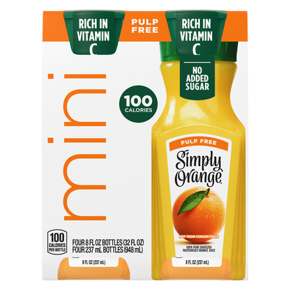 Simply Orange Juice 4pk 8oz 4pk Mini Bottles