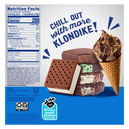 Klondike Cookies & Cream Ice Cream Sandwich, 4ct