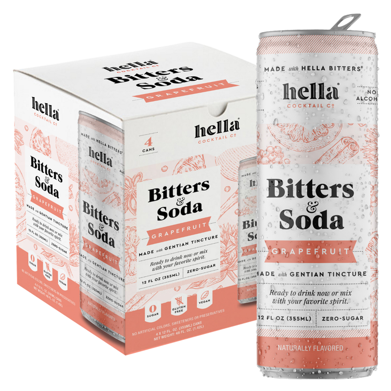 Hella Cocktail Co. Bitters & Soda Grapefruit 4pk 12oz Can