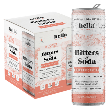 Hella Cocktail Co. Bitters & Soda Grapefruit 4pk 12oz Can