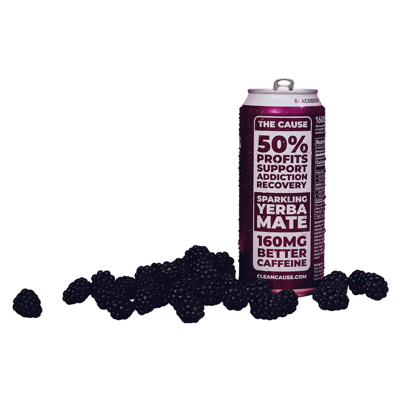 CLEAN Cause Blackberry Organic Sparkling Yerba Maté 16oz Can