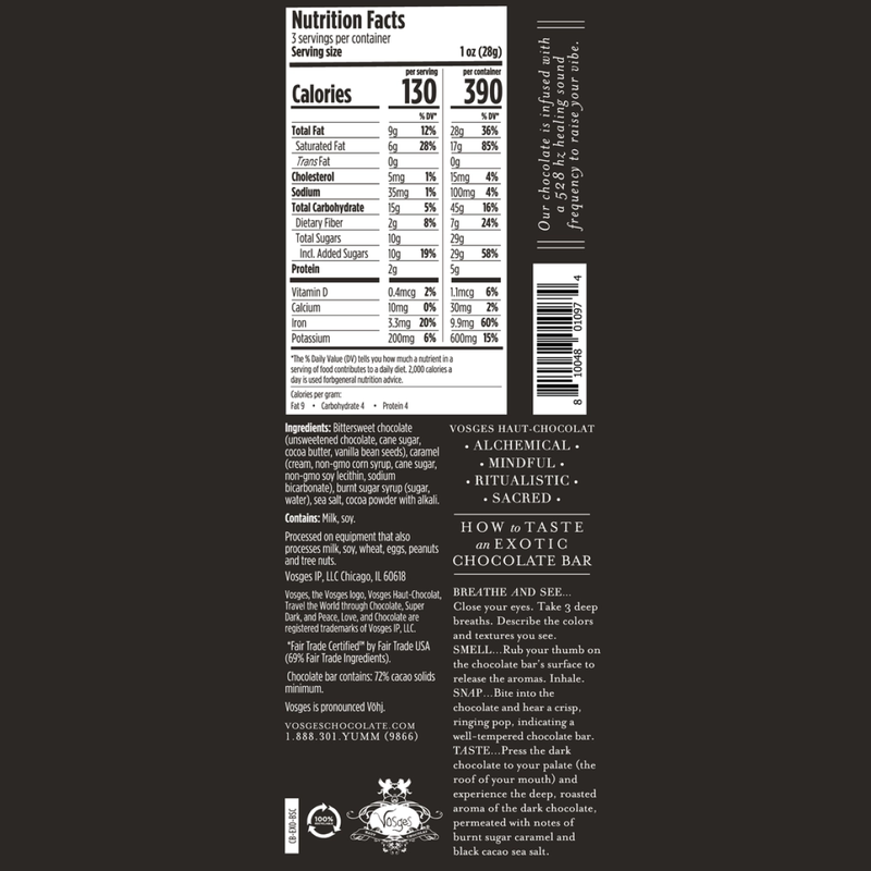 Vosges Haut-Chocolat Black Salt Caramel Chocolate Bar, 3 oz