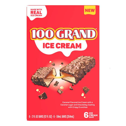 100 Grand Caramel Ice Cream Bars, 6 Pack, Frozen Dessert