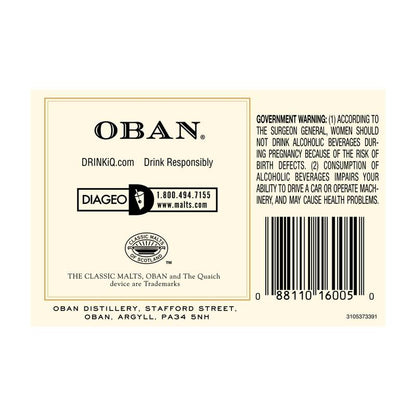 Oban 14 Year Old Single Malt Scotch Whisky, 750 mL (86 Proof)