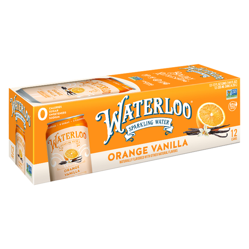 Waterloo Orange Vanilla Sparkling Water 12pk 12oz Can