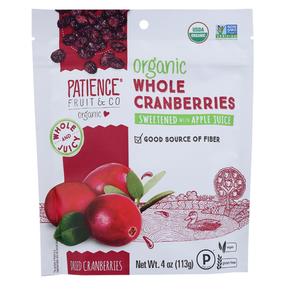 Patience Fruit & Co Organic Dried Cranberries with Apple Juice 4oz