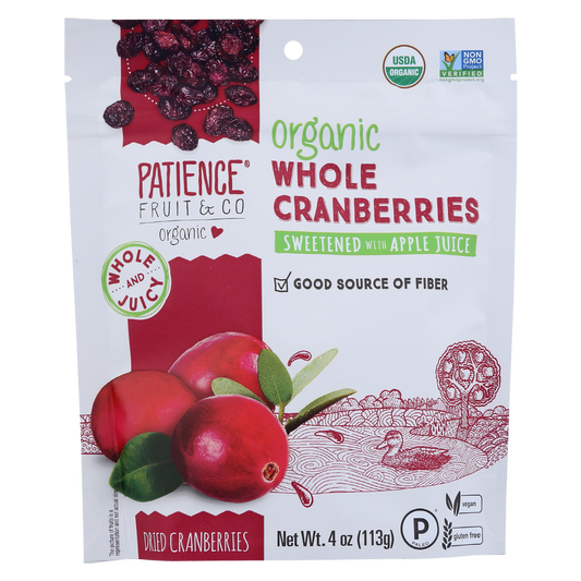 Patience Fruit & Co Organic Dried Cranberries with Apple Juice 4oz