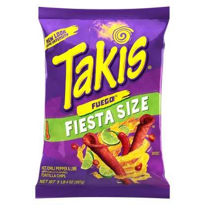 Takis Fuego Hot Chili Pepper & Lime Tortilla Chips Fiesta Size 20oz