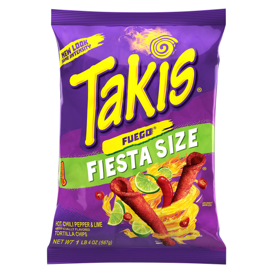 Takis Fuego Hot Chili Pepper & Lime Tortilla Chips Fiesta Size 20oz
