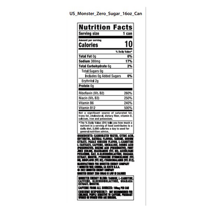 Monster Energy Zero Sugar 16oz Can