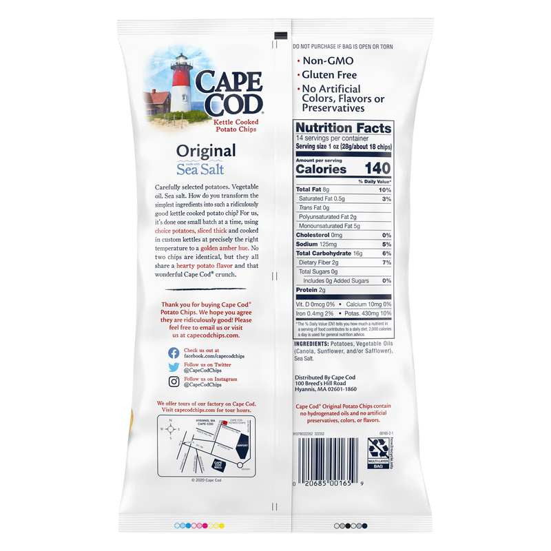 Cape Cod Reduced Fat Original Sea Salt Kettle Potato Chips, 14oz