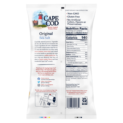 Cape Cod Reduced Fat Original Sea Salt Kettle Potato Chips, 14oz