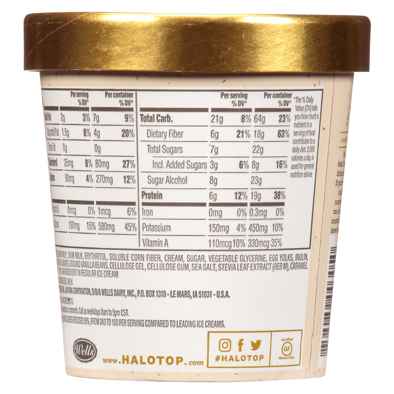 Halo Top Low-Calorie Vanilla Bean Light Ice Cream Pint, 16 fl oz