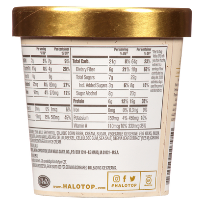Halo Top Low-Calorie Vanilla Bean Light Ice Cream Pint, 16 fl oz