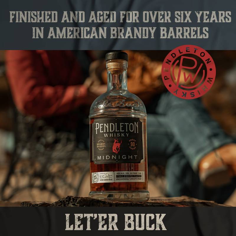 Pendleton Midnight with Two Rocks Glasses Canadian Whiskey 750ml (90 Proof)