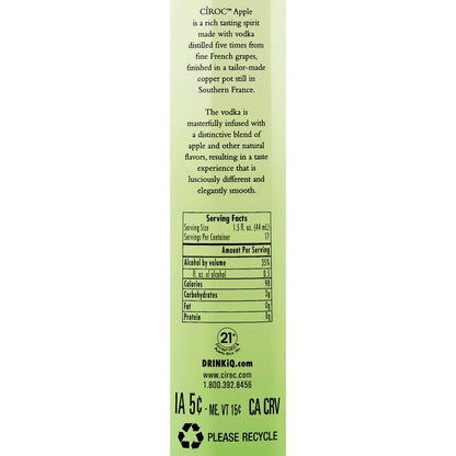 Ciroc Apple Vodka 750ml (70 Proof)
