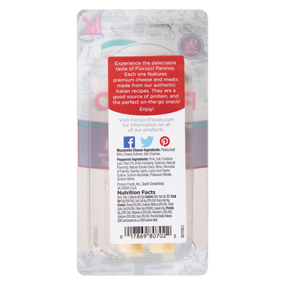 Fiorucci Panino Pepperoni & Mozzarella Cheese Snack Pack - 2ct/1.5oz